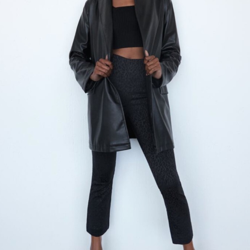 Zara mini flare printed pants black